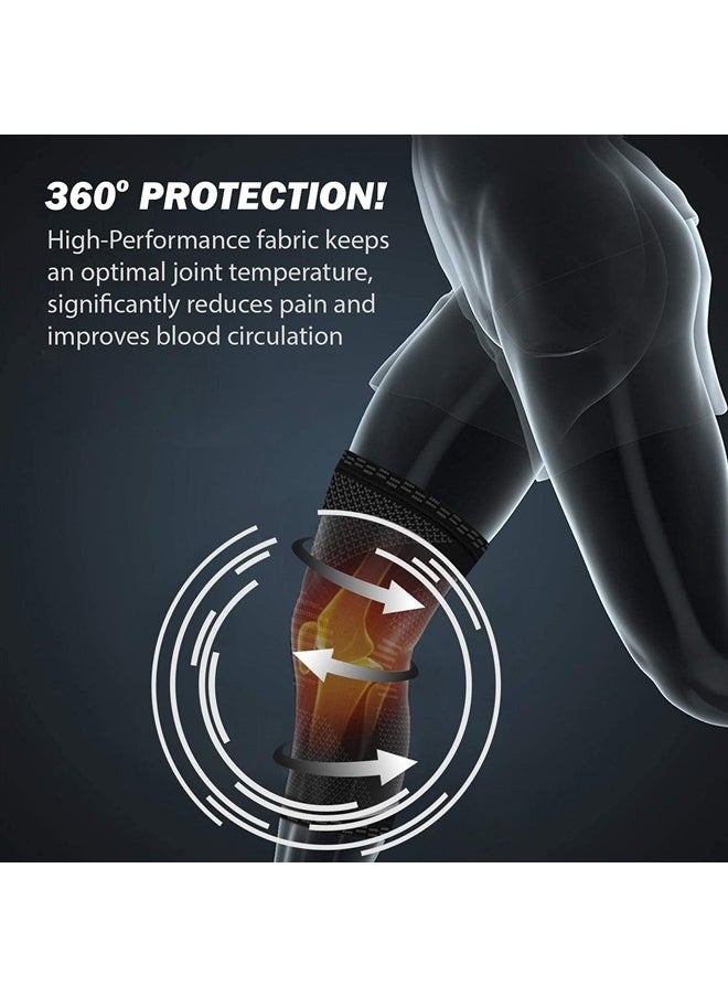 POWERLIX - Knee Compression Sleeve (Pair) - Best Knee Brace for Knee Pain for Men & Women – Knee Support for Running, Basketball, Volleyball, Weightlifting, Gym, Workout, Sports - Image 1