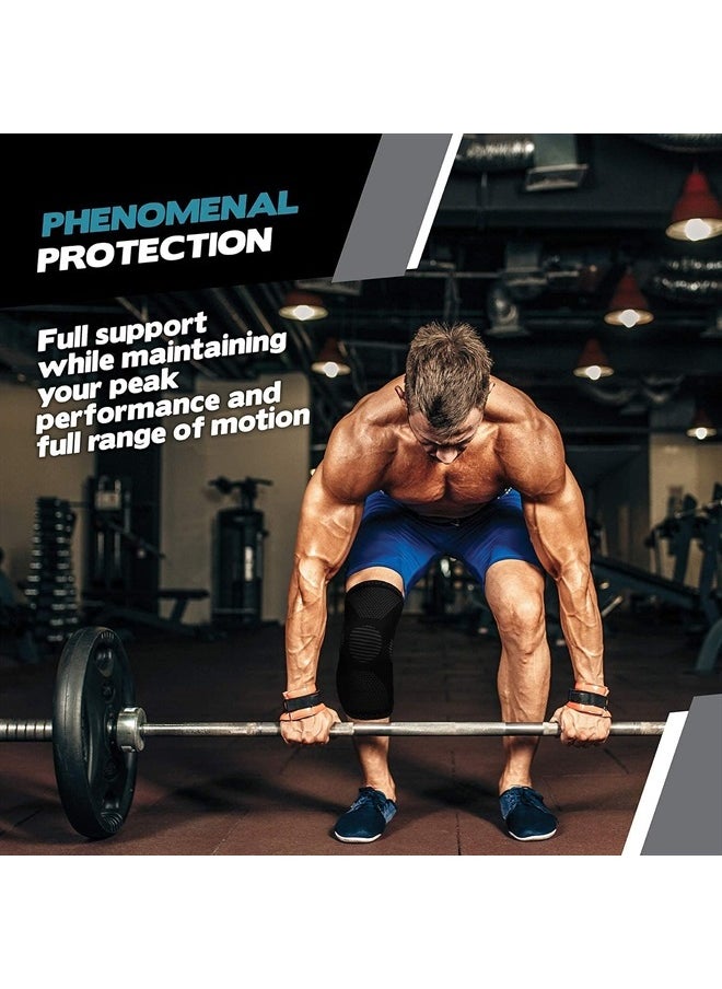 POWERLIX - Knee Compression Sleeve (Pair) - Best Knee Brace for Knee Pain for Men & Women – Knee Support for Running, Basketball, Volleyball, Weightlifting, Gym, Workout, Sports - Image 1