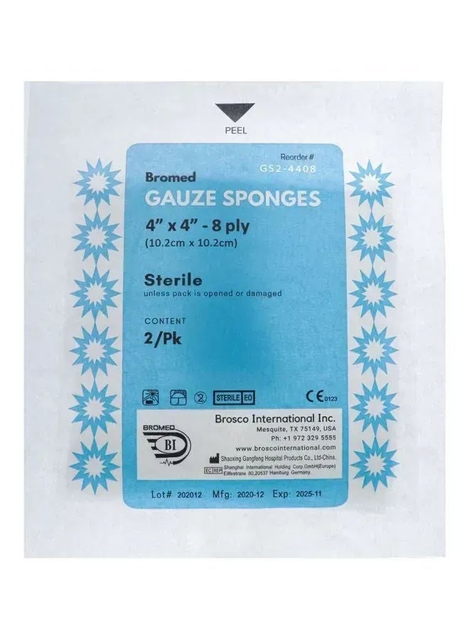 إسفنجة شاش معقمة، 2 قطعة