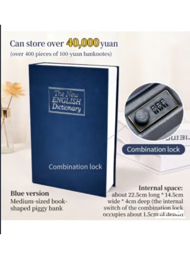 Real Paper Transfer Book Safe, Hollow with Secret Hidden Compartment, Combination Lock, 24cm×15.8cm×5.5cm (Blue Dictionary-Combination) - Image 4