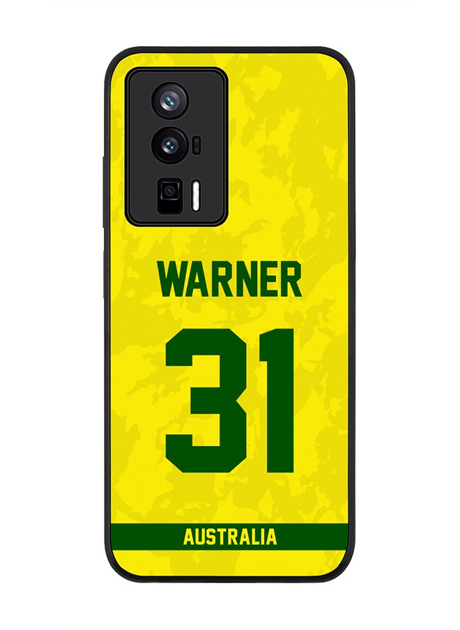Stylizedd - Cover for Xiaomi Poco F5 Pro 5G / Xiaomi Redmi K60 / Xiaomi Redmi K60 Pro Case , Rugged Black Soft Cover Player Name - David Warner, Jersey Number- 31 - Image 1