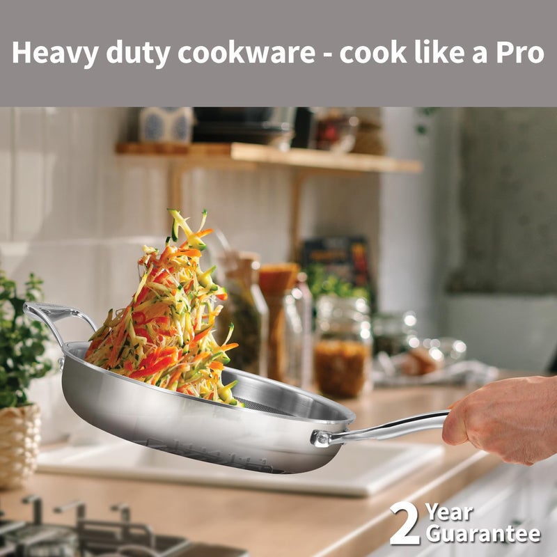 Hawkins Hawkins Pro 26 cm Shielded Nonstick Triply Frying Pan, Fry Pan with Stainless Steel Handle and Glass Lid, Silver (PSNF26G) - Image 2