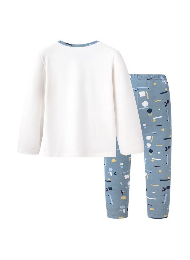 Threegun Kids A-class Soft Stretch Cotton Full Cotton Crew Neck Boys Girls Student Underwear Set Off-white 140