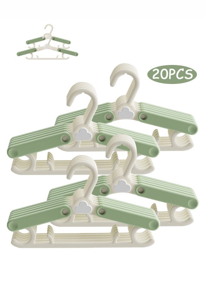 20 Pack Nursery Hangers for Kids,Adjustable Baby Hangers Clothing Set,Children's Extendable & Stackable Hangers for Newborn to Teenagers(Green) - Image 1