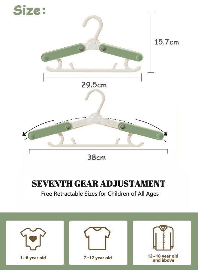 20 Pack Nursery Hangers for Kids,Adjustable Baby Hangers Clothing Set,Children's Extendable & Stackable Hangers for Newborn to Teenagers(Green) - Image 2