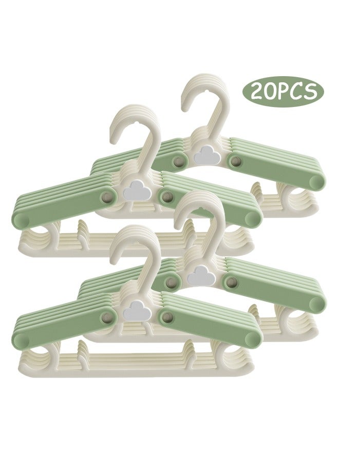 20 Pack Nursery Hangers,Adjustable Kid's Hangers,Non-Slip Hangers,Baby Clothes Hangers,Extendable & Stackable Kids Hangers for Newborn Baby Toddler Kids Child Clothes(Green) - Image 1