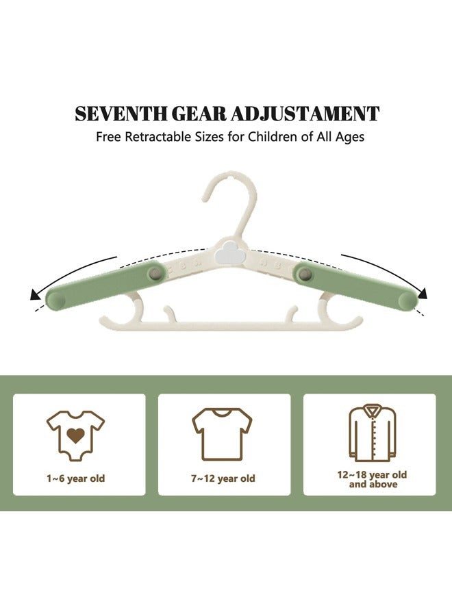 20 Pack Nursery Hangers,Adjustable Kid's Hangers,Non-Slip Hangers,Baby Clothes Hangers,Extendable & Stackable Kids Hangers for Newborn Baby Toddler Kids Child Clothes(Green) - Image 3