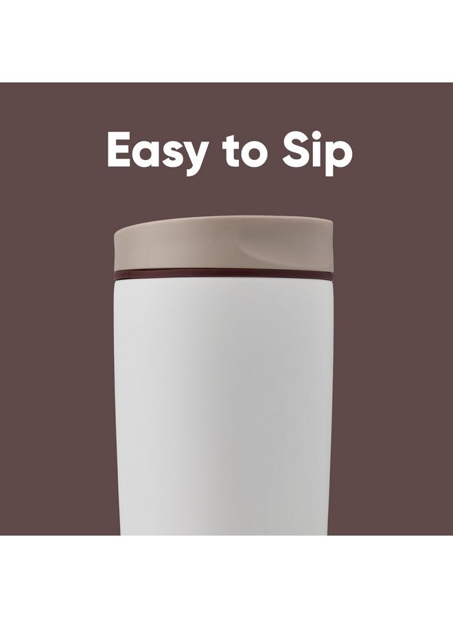 Owala Owala SmoothSip Slider Insulated Stainless Steel Coffee Tumbler, Reusable Iced Coffee Cup, Hot Coffee Travel Mug, BPA Free 20 oz, Tan/White (Vanilla Bean)  - Image 2