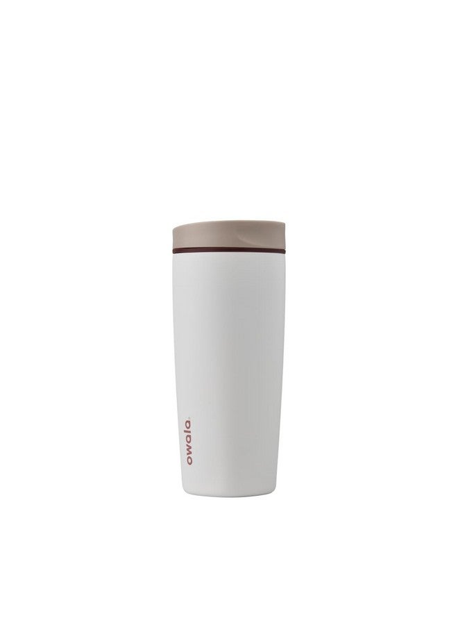 Owala Owala SmoothSip Slider Insulated Stainless Steel Coffee Tumbler, Reusable Iced Coffee Cup, Hot Coffee Travel Mug, BPA Free 20 oz, Tan/White (Vanilla Bean)  - Image 1