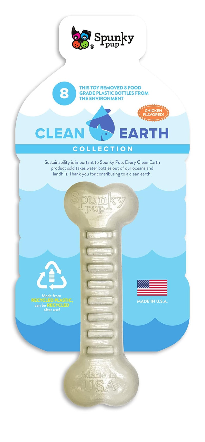 Spunky Pup Clean Earth Recycled Bone Made in USA Made from 100 Recycled Water Bottles Gray - Image 2