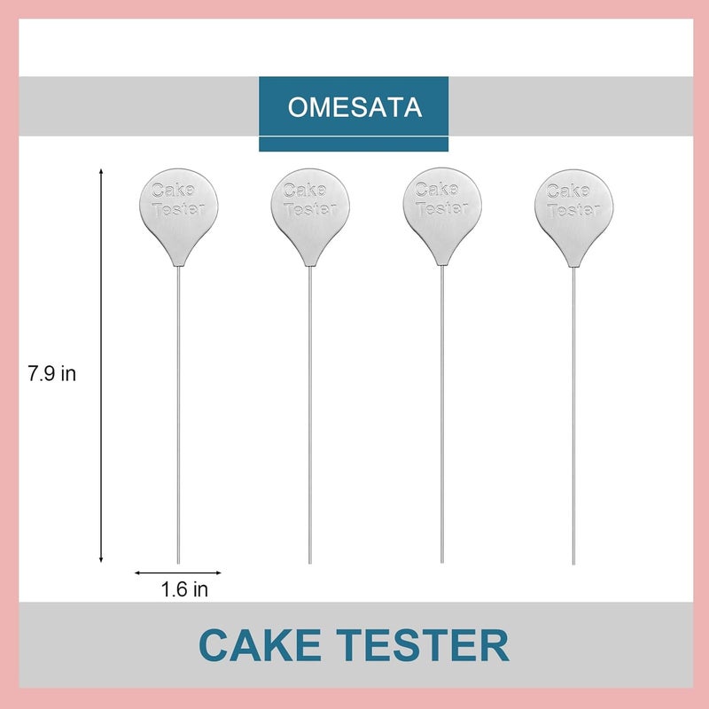 Omesata Cake Tester for Baking, 4 Packs Cake Testers for Baking Doneness and Reusable Cake Testing Stick 7.9 in Stainless Steel Skewer - Image 2