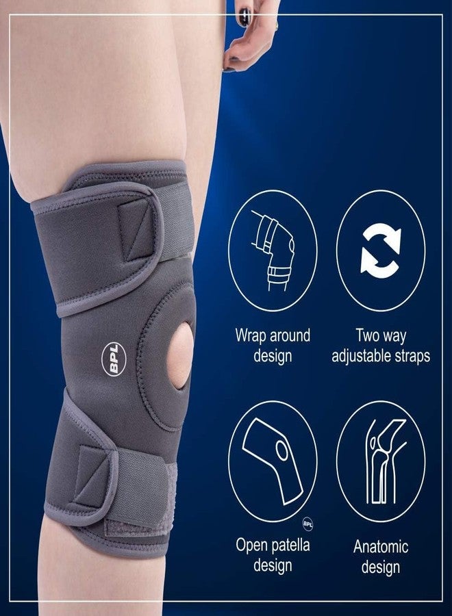 BPL Medical Technologies OrthoCare Knee Wrap Premium Knee Support Open Patella, Breathable Knee Cap Brace for Arthritis, Pain Relief, Sports for Men & Women - Grey - XL - Image 4
