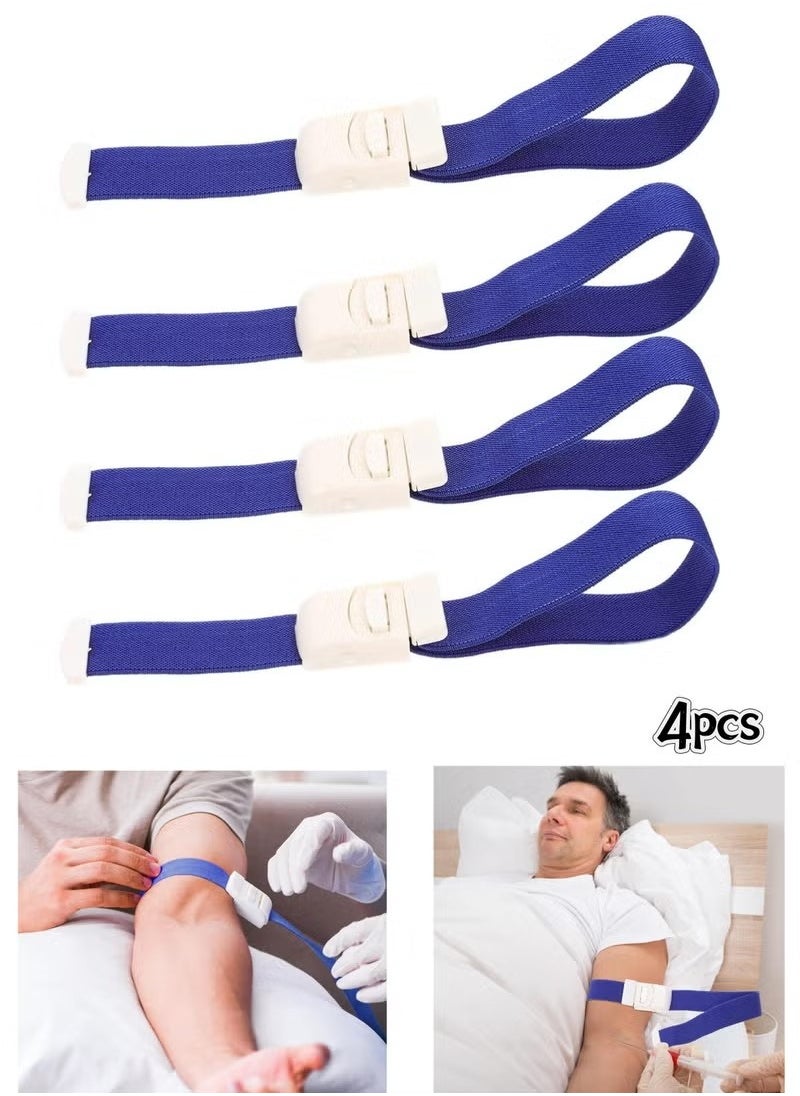 Generic 4Pcs Emergency Tourniquets Portable Adjustable Tourniquets Medical First Aid Quick Release Outdoor Elastic Strap Buckle Band for Blood Drawing, 40X2.5cm  - Image 1
