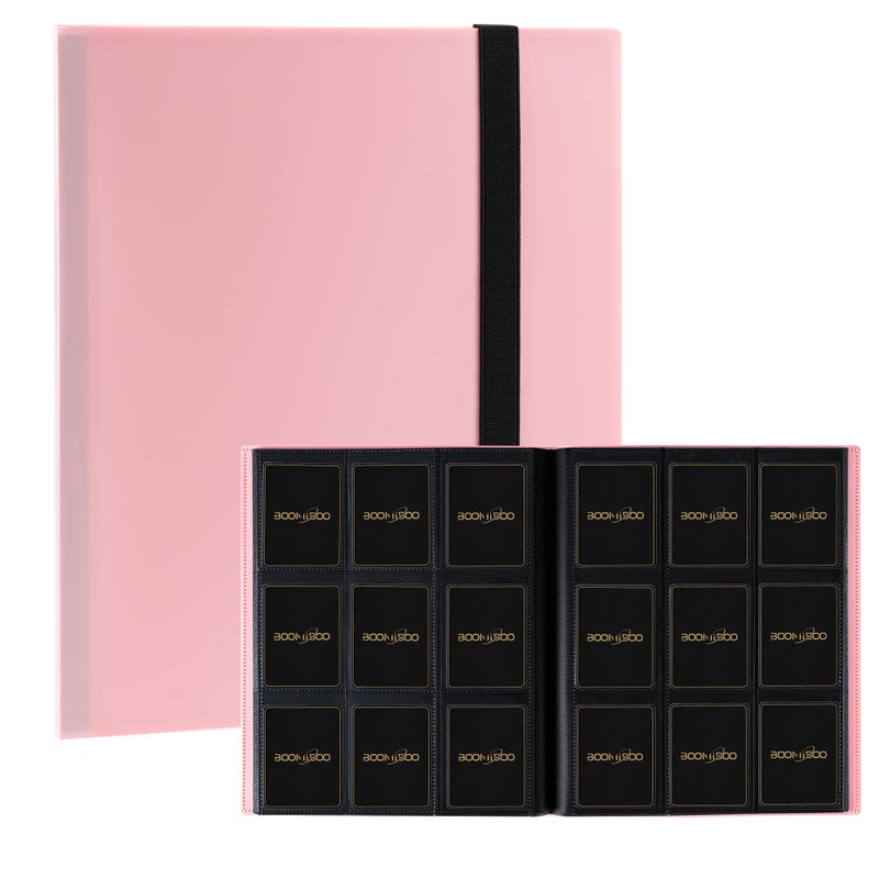 BOOMIBOO Card Binder 9 Pocket Storage 360 Card Binder Trading Card Binder Senior And Sturdy Side-Loading Album Intended For Yugioh Mtg  Tcg Game Cards & Baseball Card Binde (Pink) - Image 1