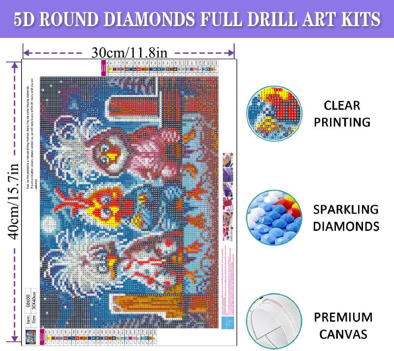 Fotasmua Chicken Diamond Art Kits for Adults, 5D Chicken Diamond Painting Kits for Beginners, Round Full Drill Diamond Art Painting Kit DIY Crystal Rhinestone Funny Gem Art Craft for Home Decor 12 x 16 Inch - Image 2