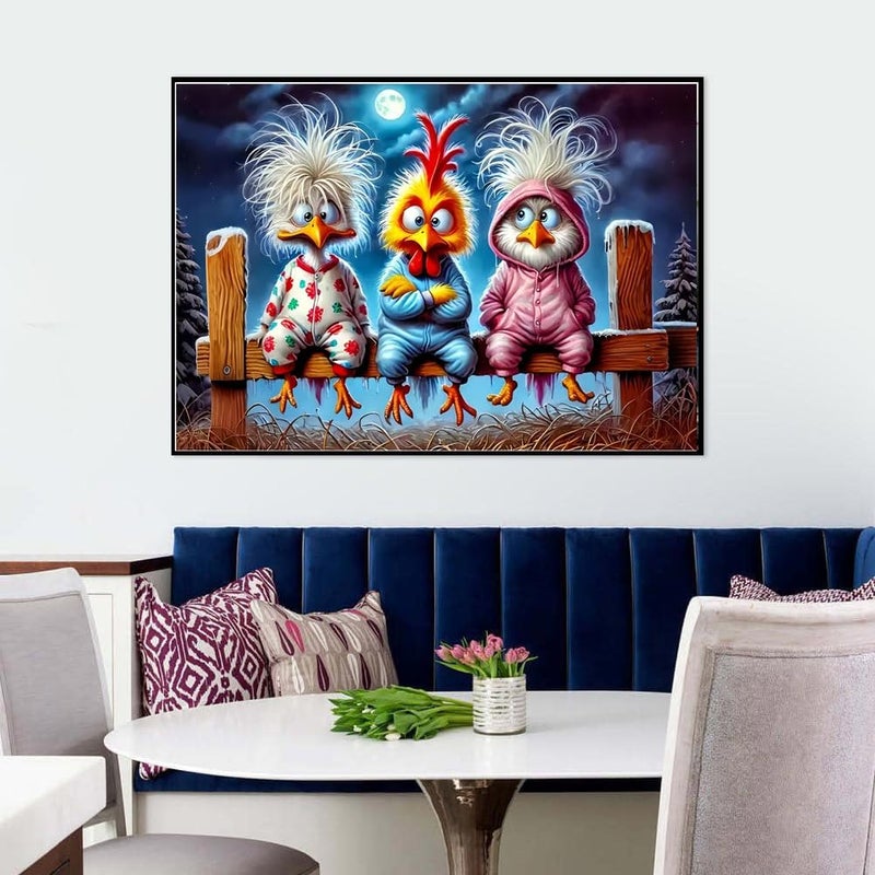 Fotasmua Chicken Diamond Art Kits for Adults, 5D Chicken Diamond Painting Kits for Beginners, Round Full Drill Diamond Art Painting Kit DIY Crystal Rhinestone Funny Gem Art Craft for Home Decor 12 x 16 Inch - Image 3