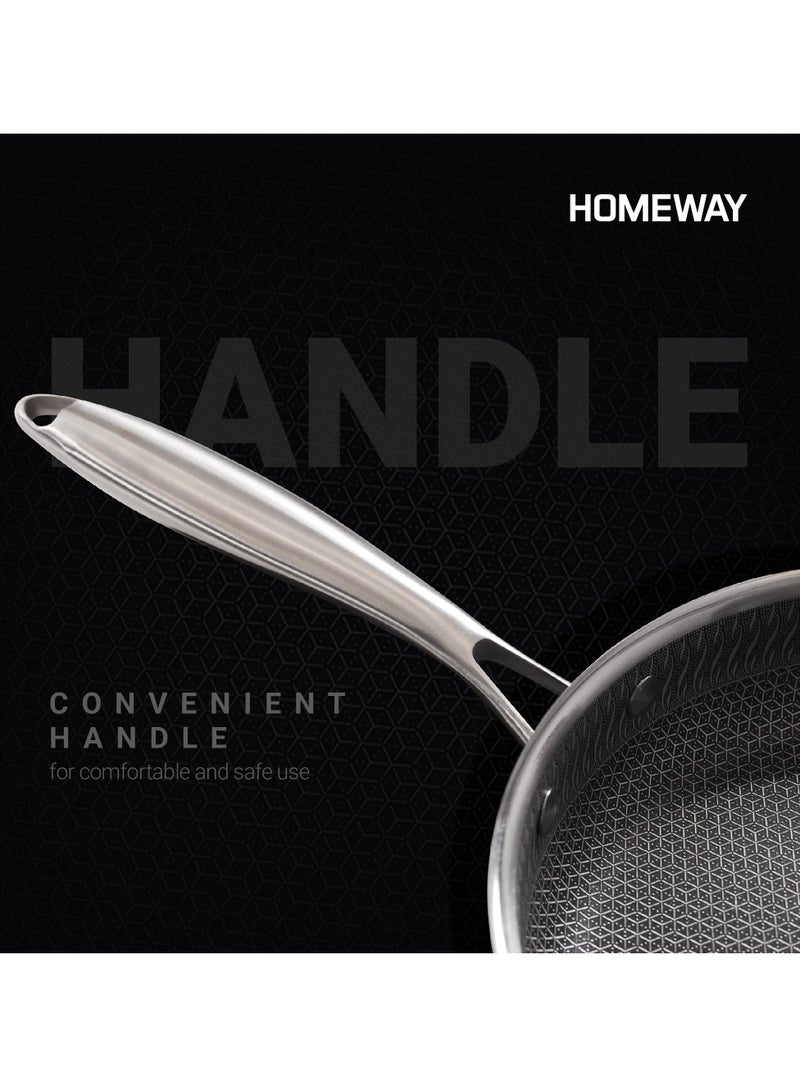 Homeway 24CM Stainless Steel Honeycomb Fry Pan – Nonstick, Induction & Gas Compatible With Super Durable&Highly Scratch Resistent - Image 3