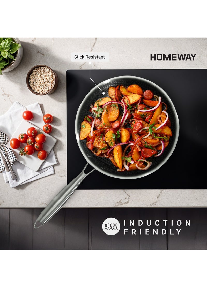 Homeway 24CM Stainless Steel Honeycomb Fry Pan – Nonstick, Induction & Gas Compatible With Super Durable&Highly Scratch Resistent - Image 4