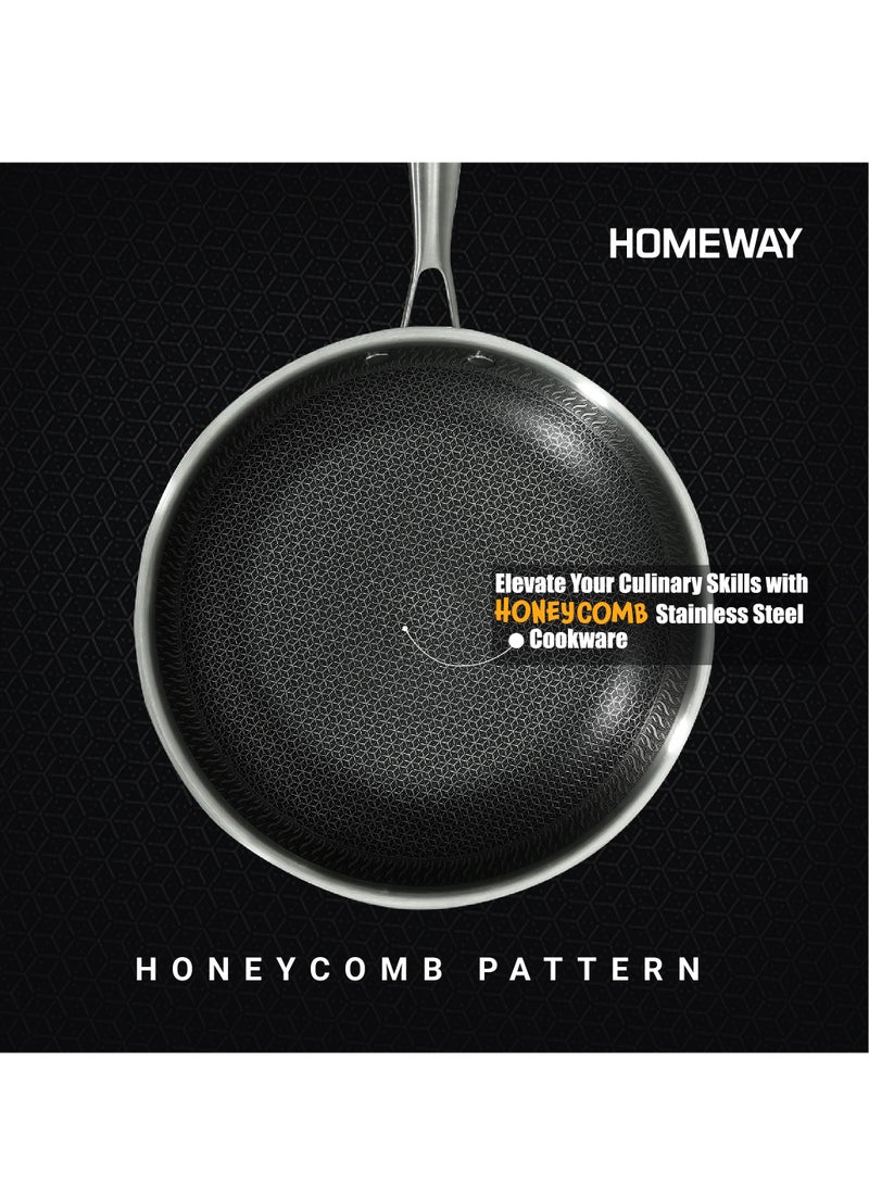 Homeway 24CM Stainless Steel Honeycomb Fry Pan – Nonstick, Induction & Gas Compatible With Super Durable&Highly Scratch Resistent - Image 2