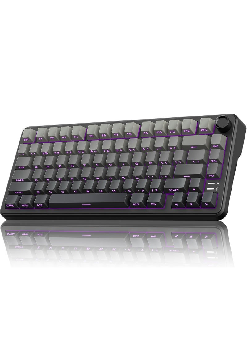 ROCK POW X75 Rapid Trigger Wireless Mechanical Keyboard,Gasket RGB Backlit Gaming Keyboard,Tri-Mode BT5.0/2.4GHz/USB-C Hot-Swappable,1KHz Polling Rate Pre-lubed Linear Switches,75% Compact Layout with Knob,Side Printed Keycaps with Adjustable Actuation - Image 1