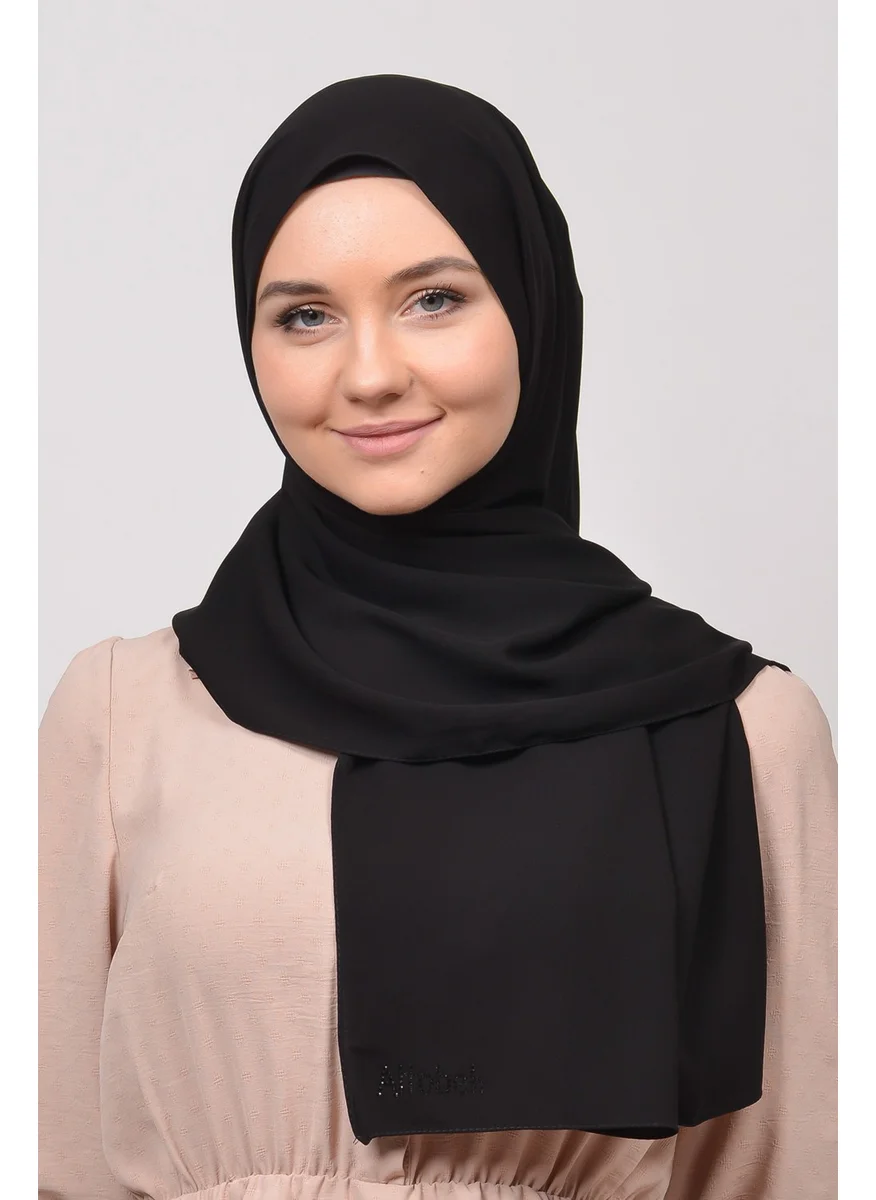 Altobeh Medina Silk Plain Hijab Shawl-Black