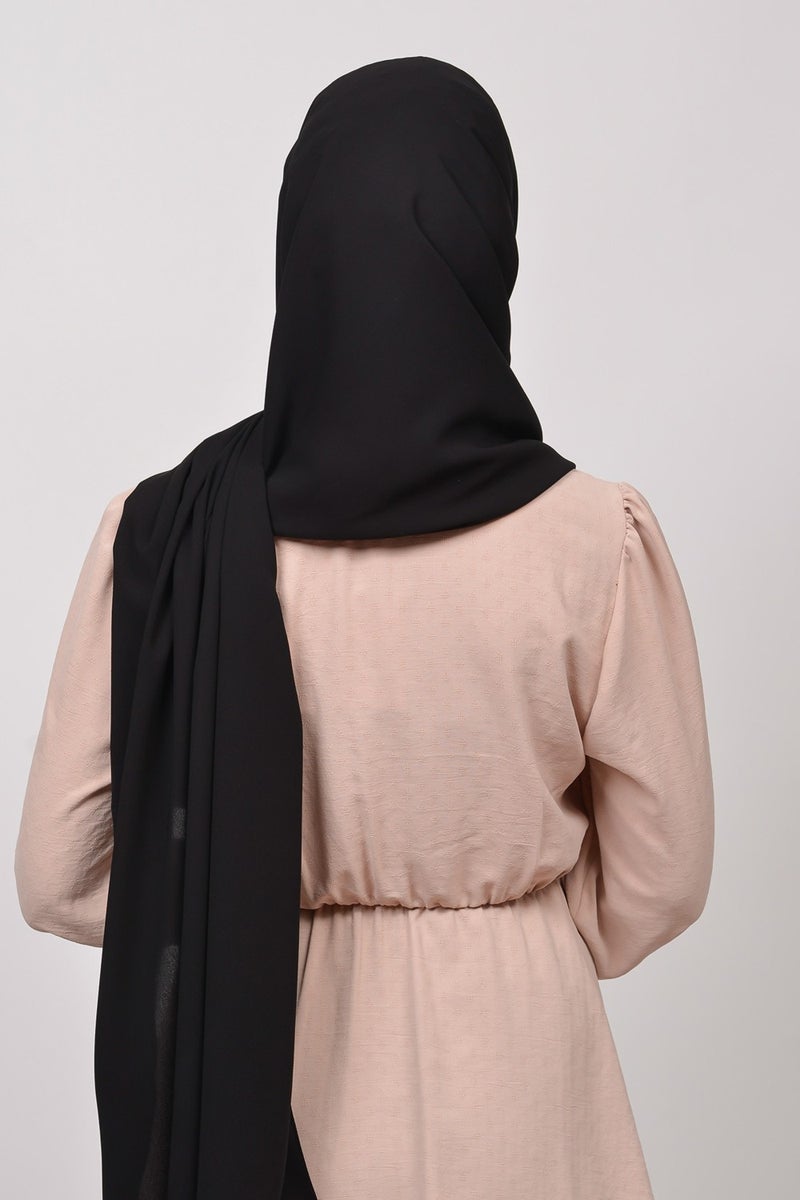 Altobeh Medina Silk Plain Hijab Shawl-Black  - Image 5
