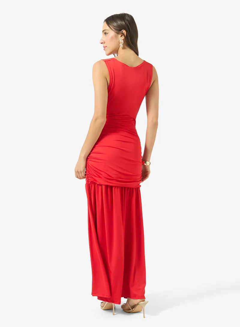 Ginger Cowl Neck Drop Waist Draped Dress