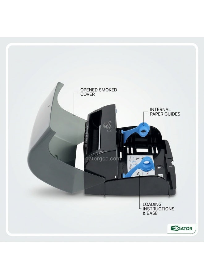 Gator Sensor Motion-Activated Automatic Roll Paper Dispenser | Jumbo & Maxi-Roll Auto-Cut Tissue Dispensing Mechanism | Wall-Mountable | Suitable For Homes, Bathrooms, Kitchens, & More | Black - Image 3