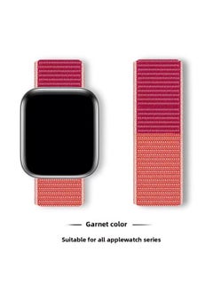 Suitable For Iwatch1-s9 Strap Light Mint/Ocean Blue Nylon Loop Velcro Wristband For Apple Watch Strap-Color:48# Pomegranate Color-Specifications:38/40/41mm