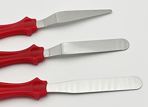 halteoly Icing Spatula,Offset Spatula Small Baking Spatulas Set with Straight4-5/8",Offset 4-1/2",Tapered 4-1/8" Stainless Steel Blade,Angled Cake Decorating Frosting Spatulas Set of 3(Blue) - Image 3