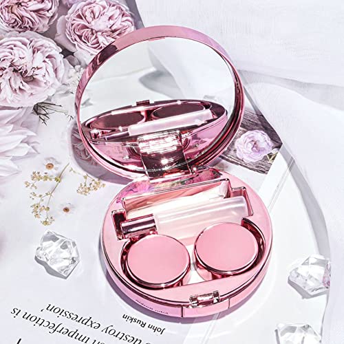 SUKPSY Colorful Glitter Contact Lens Case 5 in 1 Portable Quicksand Contact Lens Vision Care Container Kit with Mirror Tweezers Remover Tool Solution Bottle (A-Pink) - Image 5
