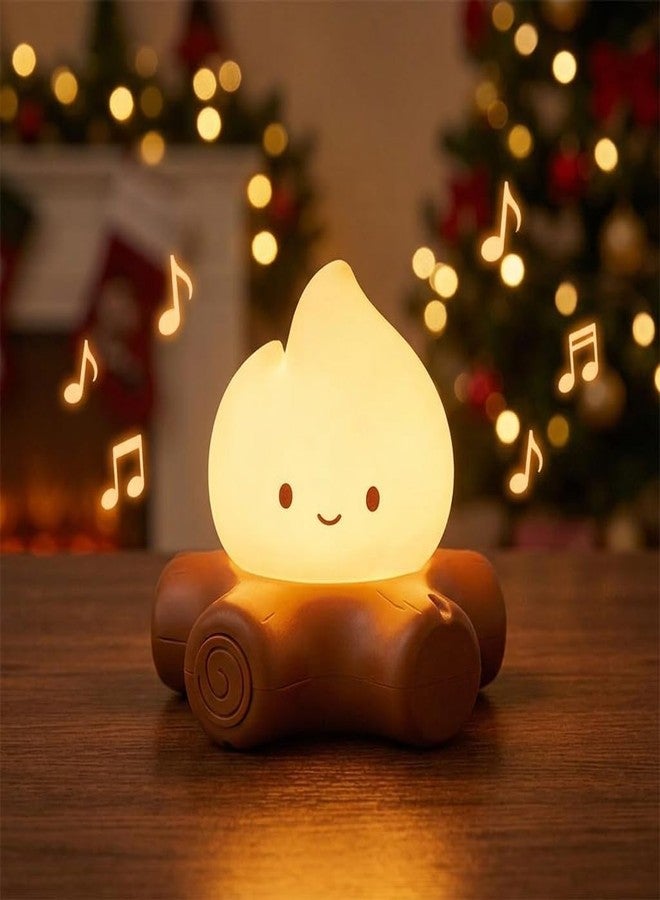 ELEPHANTBOAT® Night Light for Kids with 5 White Noise Sounds, Bonfire Decoration Table Lamp, Warm Dimmable Light, 800mAh Rechargeable Bedside Night Light Home Gift Desk Decor, 10.5x6.5cm - Image 1