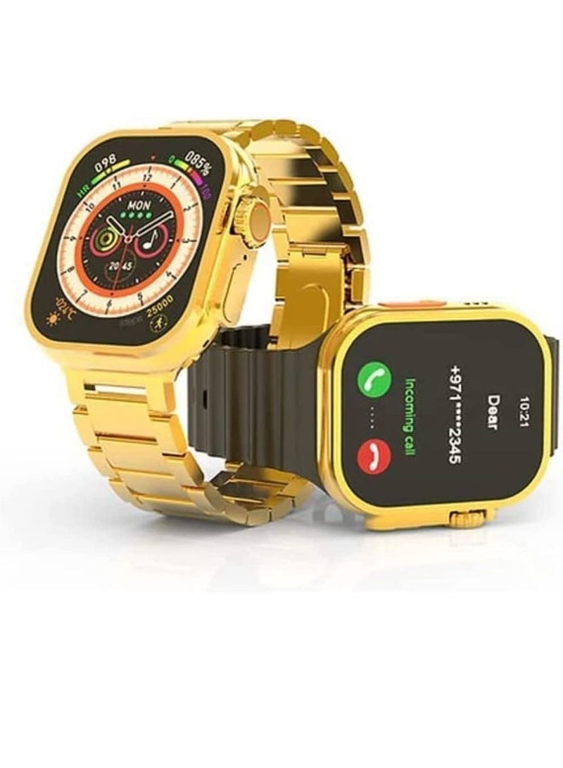 Haino Teko Wireless Charging Bluetooth Calling Smartwatch For Men and Women Golden Edition - Image 1
