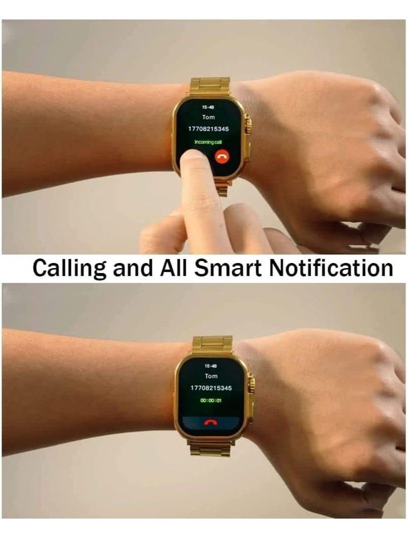 Haino Teko Wireless Charging Bluetooth Calling Smartwatch For Men and Women Golden Edition - Image 4