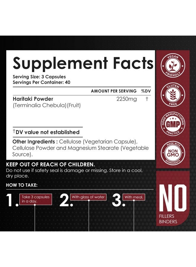 AMALTH Organic Indian Haritaki Capsules, Improving Digestion, Maintains Regularity Non-GMO Vegan Herbs and Supplements, 120 Caps - Image 3