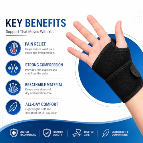 Dr Helix Unisex Black Wrist Support - Adjustable Compression Brace for Wrist Pain Relief, Carpal Tunnel, Sprains & Strains, Lightweight & Breathable - (Pack of - 1) - Image 5