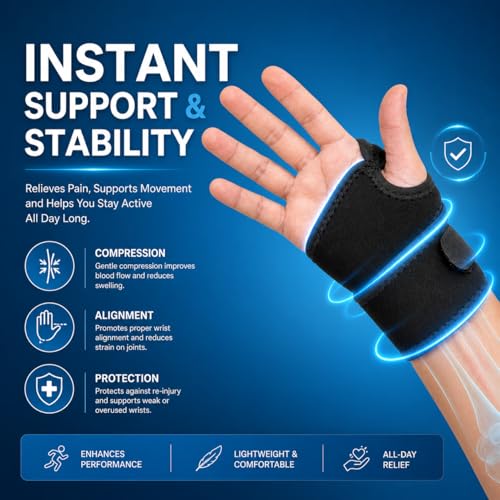 Dr Helix Unisex Black Wrist Support - Adjustable Compression Brace for Wrist Pain Relief, Carpal Tunnel, Sprains & Strains, Lightweight & Breathable - (Pack of - 1) - Image 4