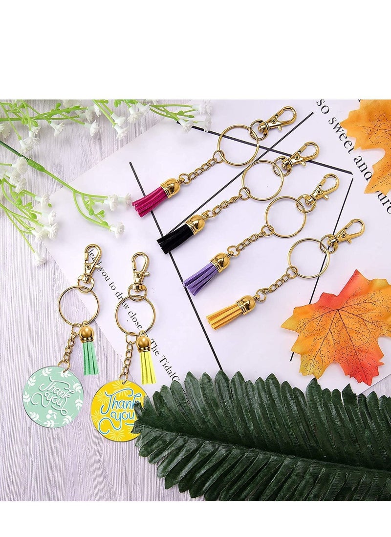Y&D Keychain Hooks and Jump Rings Tassels,150 Pieces Key Acrylic Keyring Blanks Set Including Clear Discs with Chain Coloured Pendants for DIY Projects Craft, Gold  - Image 4