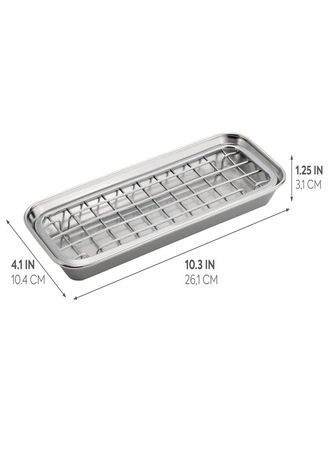 InterDesign iDesign Gia Polished Stainless Steel 2-Piece Soap and Sponge Tray - 1.25" x 4.13" x 10.38" - Image 3