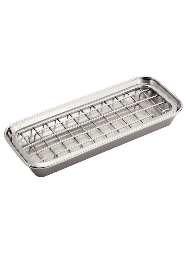 InterDesign iDesign Gia Polished Stainless Steel 2-Piece Soap and Sponge Tray - 1.25" x 4.13" x 10.38" - Image 1