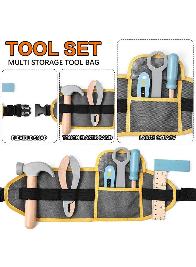 umu Wooden Kids Tool Set For Toddlers Pretend Toy 25 Pieces Construction Tool Toy Set Backpack For 3 4 And 5 Year Old Girls And Boys - Image 4