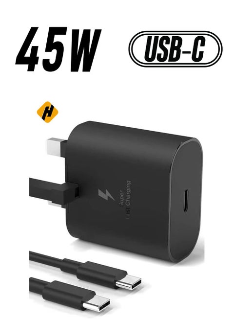 45W USB C Charger لـ Samsung Galaxy S22/S22+/S21/S21 FE/S21 Ultra/S20/A23 // A32/A33/A53/A73 ، Type C PD3.0 و PPS Super Fast Charger مع كابل الشحن 1.5 متر