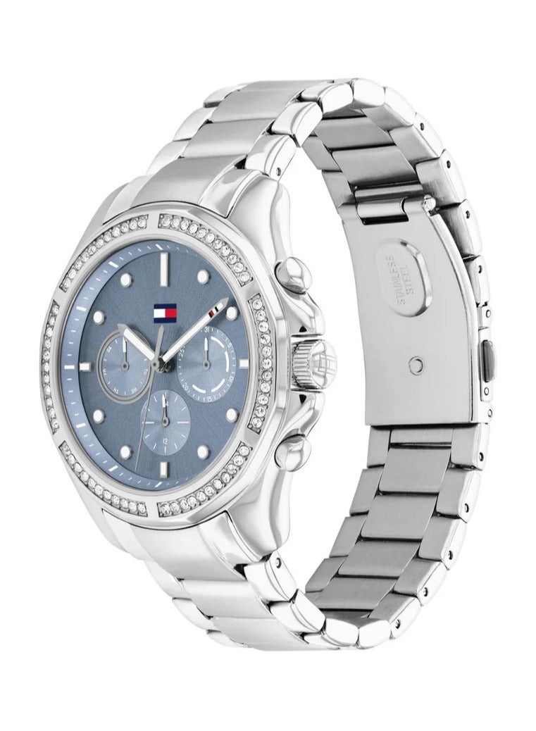 Tommy Hilfiger Ladies' Silver-Tone Watch with Crystal-Set Bezel and Light Blue Dial 1782569 - Image 2