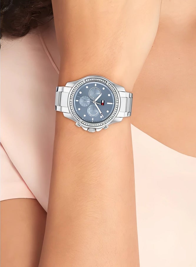 Tommy Hilfiger Ladies' Silver-Tone Watch with Crystal-Set Bezel and Light Blue Dial 1782569 - Image 4