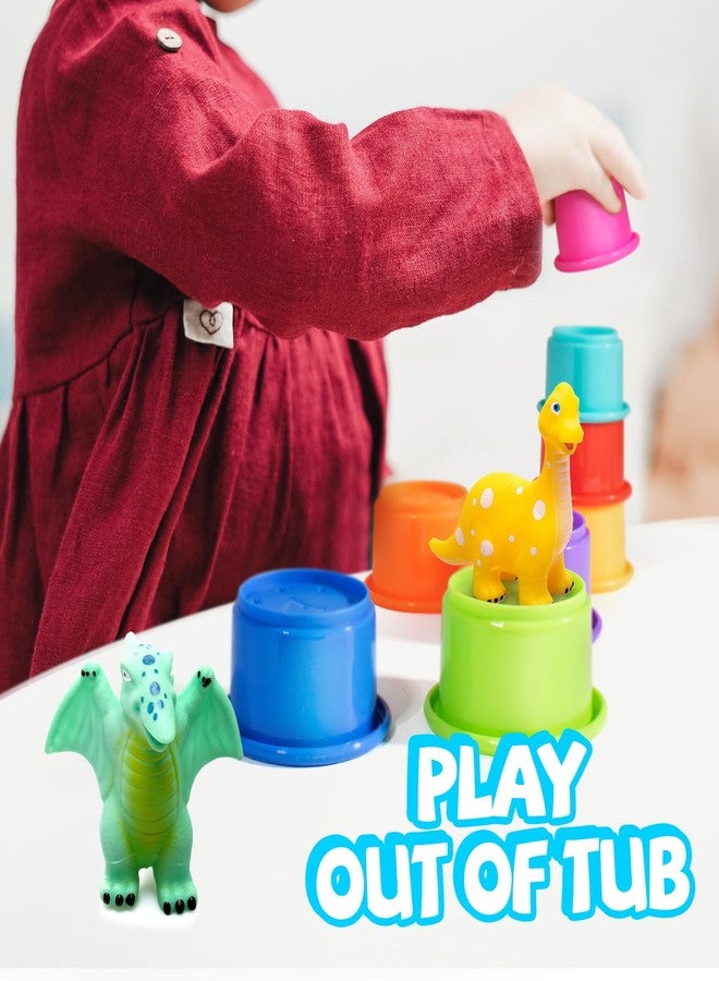 Hely Cancy No Hole Baby Dinosaur Bath Toys for Toddler,Mold Free Kids Bathtub Pool Toys (Dino+Cup) - Image 4