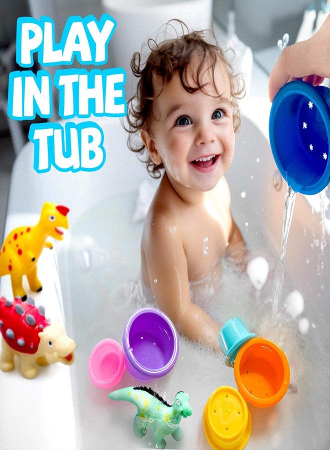 Hely Cancy No Hole Baby Dinosaur Bath Toys for Toddler,Mold Free Kids Bathtub Pool Toys (Dino+Cup) - Image 5