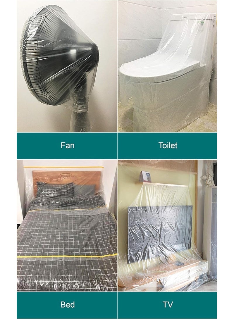 غطاء أريكة كبير جدا متين ومقاوم للماء لحماية الأثاث من الغبار للسرير والأريكة والأثاث عند النقل أو التخزين 2 متر × 10 متر، بلاستيك - Image 2