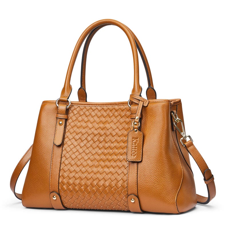 Kattee Women Soft Genuine Leather Satchel Bags Top Handle Crossbody Purses and Handbags Hobo Totes Shoulder (Brown) - Image 1