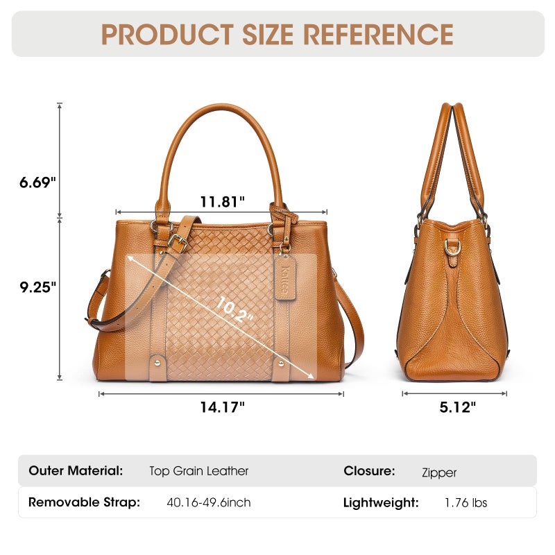 Kattee Women Soft Genuine Leather Satchel Bags Top Handle Crossbody Purses and Handbags Hobo Totes Shoulder (Brown) - Image 3