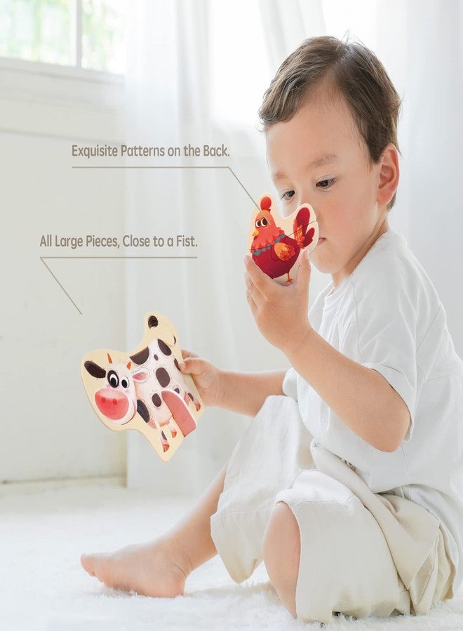 Toi 6 Packs Large Piece Toddler Jigsaw Puzzles for Kids Aged 2.5+, Animal Shaped Floor Puzzles for Beginner, Preschool Learning Game for Boys Girls, Farm Animals - Image 3